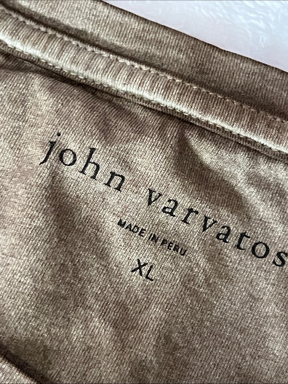 John varvatos Men's Long Sleeve Crewneck Shirt in Khaki XL - Picture 7 of 8